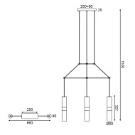 Κρεμαστό φωτιστικό 3XGU10 λευκό μεταλλικό 66x8xh150cm
