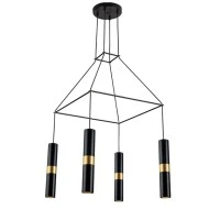 Κρεμαστό φωτιστικό 4XGU10 56x56xh150cm μαύρο με χρυσές λεπτομέρειες μεταλλικό