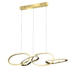 Φωτιστικό κρεμαστό Ring LED 60W με επιλογής απόχρωση φωτός CCT  4800lm χρυσό ατσάλι - ακρυλικό λευκό