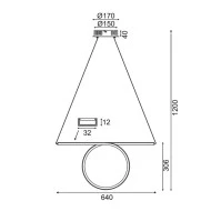 Κρεμαστό φωτιστικό LED ZERO 32W 64x17xh120cm θερμό λευκό φως 3000k 1920lm ορειχάλκινο αλουμινίου