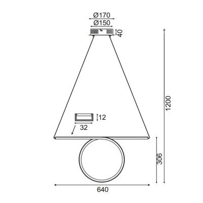 Φωτιστικό LED κρεμαστό ZERO 32W θερμό λευκό φως 3000k 1920lm 64x17xh120cm χρώμιο αλουμινίου