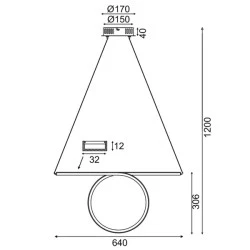 LED κρεμαστό φωτιστικό αλουμινίου ZERO 32W θερμό λευκό φως 3000k 1920lm λευκό 64x17xh120cm