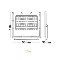 Προβολέας LED 10W θερμό χρώμα φωτός 1140lm 220-240VAC αλουμινίου μαύρο χρώμα 110x90x30mm IP65