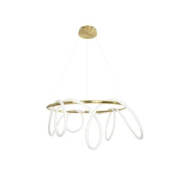 Κρεμαστό φωτιστικό οροφής LED kelvo® GLOW 69W 6900lm 360° AC 220-240V IP20 ρυθμιζόμενο λευκό CCT με χειριστήριο από 2700K έως 6000K ντιμμινάτο χρυσό πλατίνα 100x100x40cm