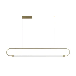 Κρεμαστό φωτιστικό οροφής LED kelvo® GLOW 15W 1500lm 360° AC 220-240V IP20 ρυθμιζόμενο λευκό CCT με χειριστήριο από 2700K έως 6000K ντιμαριζόμενο χρυσό πλατίνα 120x3x17cm