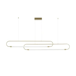 Κρεμαστό φωτιστικό οροφής LED kelvo® GLOW 28W 2800lm 360° AC 220-240V IP20 ρυθμιζόμενο λευκό CCT με χειριστήριο από 2700K έως 6000K ντιμμable χρυσό 167x7x24cm