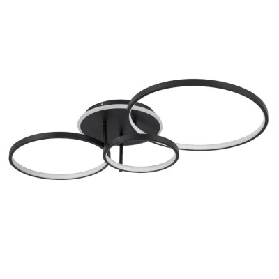 Φωτιστικό οροφής kelvo® NEMESIS LED 98W 9800lm 360° AC 220-240V IP20 ρυθμιζόμενο Λευκό CCT με χειριστήριο από 2700K έως 6000K dimmable μαύρο ματ 89x60x19cm