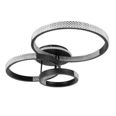 Φωτιστικό οροφής kelvo® DIAMOND LED 100W 10000lm 360° AC 220-240V IP20 ρυθμιζόμενο λευκό CCT με χειριστήριο 2700K-6000K ντιμάριζομενο μαύρο ματ 80x50x20cm