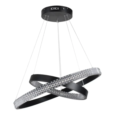 Κρεμαστό φωτιστικό οροφής LED kelvo® DIAMOND 75W 7500lm 360° AC 220-240V IP20 ρυθμιζόμενο λευκό CCT με χειριστήριο από 2700K έως 6000K ντιμαριζόμενο μαύρο ματ 60x60x40cm