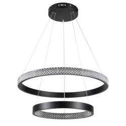 Κρεμαστό φωτιστικό οροφής LED kelvo® DIAMOND 75W 7500lm 360° AC 220-240V IP20 ρυθμιζόμενο λευκό CCT με χειριστήριο από 2700K έως 6000K ντιμμαριζόμενο μαύρο ματ 60x60x40cm
