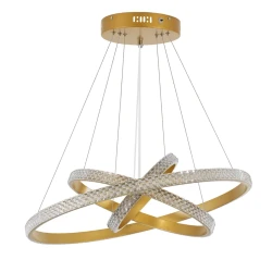 Κρεμαστό φωτιστικό οροφής LED kelvo® DIAMOND 100W 10000lm 180° AC 220-240V IP20 ρυθμιζόμενο λευκό CCT με χειριστήριο από 2700K έως 6000K ντιμμαριζόμενο χρυσό πλατίνα 60x60x60cm