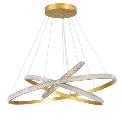 Κρεμαστό φωτιστικό οροφής LED kelvo® DIAMOND 120W 12000lm 180° AC 220-240V IP20 ρυθμιζόμενο λευκό CCT με χειριστήριο από 2700K έως 6000K ντιμαριζόμενο χρυσό πλατίνα 80x80x80cm