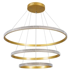 Κρεμαστό φωτιστικό οροφής LED kelvo® DIAMOND 120W 12000lm 180° AC 220-240V IP20 ρυθμιζόμενο λευκό CCT με χειριστήριο από 2700K έως 6000K ντιμμαριζόμενο χρυσό πλατίνα 80x80x80cm KLV-101-0240