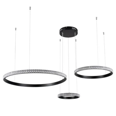 Κρεμαστό φωτιστικό οροφής LED kelvo® DIAMOND 100W 10000lm 180° AC 220-240V IP20 ρυθμιζόμενο λευκό CCT με χειριστήριο από 2700K έως 6000K ντιμαριζόμενο μαύρο ματ 110x110x60cm KLV-101-0243