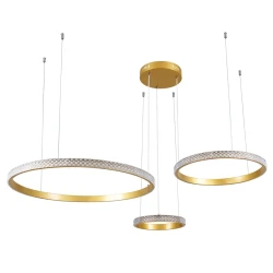 Κρεμαστό φωτιστικό οροφής LED kelvo® DIAMOND 100W 10000lm 180° AC 220-240V IP20 ρυθμιζόμενο λευκό CCT με χειριστήριο από 2700K έως 6000K ντιμμαριζόμενο χρυσό πλατίνα 110x110x60cm