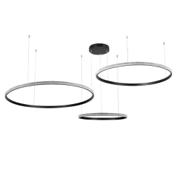 Κρεμαστό φωτιστικό οροφής LED kelvo® DIAMOND 150W 15000lm 180° AC 220-240V IP20 ρυθμιζόμενο λευκό CCT με χειριστήριο από 2700K έως 6000K ντιμμαριζόμενο μαύρο ματ 170x170x60cm