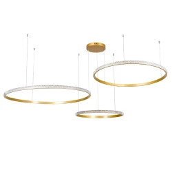 Κρεμαστό φωτιστικό οροφής LED kelvo® DIAMOND 150W 15000lm 180° AC 220-240V IP20 ρυθμιζόμενο λευκό CCT με χειριστήριο από 2700K έως 6000K ντιμμαριζόμενο χρυσό πλατίνα 170x170x60cm