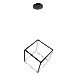 Κρεμαστό φωτιστικό οροφής LED kelvo® KIBOO 36W 3600lm 360° AC 220-240V IP20 ρυθμιζόμενο λευκό CCT με χειριστήριο από 2700K έως 6000K ντιμμαριζόμενο μαύρο ματ 40x40x40cm