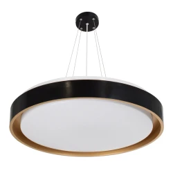 Κρεμαστό φωτιστικό οροφής LED kelvo® BARCHETTA 72W 7200lm 120° AC 220-240V IP20 ρυθμιζόμενο λευκό CCT με χειριστήριο από 2700K έως 6000K ντιμμάριζόμενο μαύρο & σαμπανιζέ χρυσό ματ 48x48x8.2cm KLV-101-0266