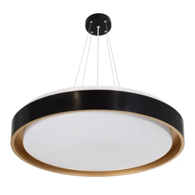 Κρεμαστό φωτιστικό οροφής LED kelvo® BARCHETTA 72W 7200lm 120° AC 220-240V IP20 ρυθμιζόμενο λευκό CCT με χειριστήριο από 2700K έως 6000K ντιμμάριζόμενο μαύρο & σαμπανιζέ χρυσό ματ 48x48x8.2cm KLV-101-0266