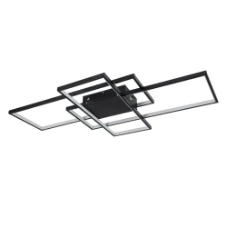 Φωτιστικό οροφής kelvo® QUADRA LED 120W 12000lm 120° AC 220-240V IP20 ρυθμιζόμενο λευκό CCT με χειριστήριο από 2700K έως 6000K dimmable μαύρο ματ 105x60x9cm