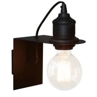 Vintage επίτοιχο μεταλλικό φωτιστικό μονόφωτο σε μαύρο χρώμα για λάμπα με ντουί E27