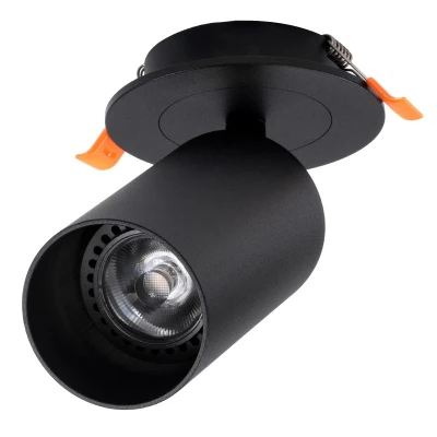 Χωνευτό κινούμενο φωτιστικό Downlight σποτ LEO με ντουί 1 x GU10 AC 220-240V IP20 μαύρο ματ 9x9x17cm κοπή 7x7cm