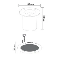 Φωτιστικό δαπέδου LED COB 7W 230V AC θερμό φως 3000k 450lm δέσμης 45° 30000h στεγανό IP67