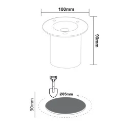 Φωτιστικό δαπέδου LED COB 7W 230V AC θερμό φως 3000k 450lm δέσμης 45° 30000h στεγανό IP67