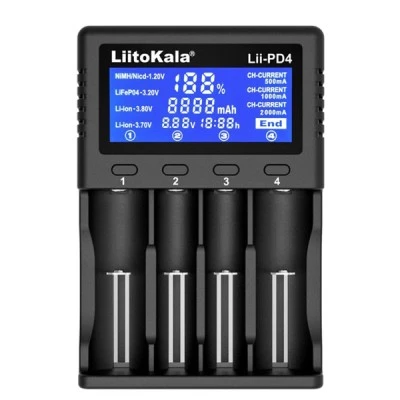 Φορτιστής LIITOKALA LII-PD4 για μπαταρίες τύπου NiMH/CD Li-Ion IMR 4 θέσεων με οθόνη