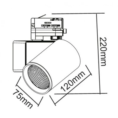 Σποτ ράγας LED LISOR 20W 230V AC θερμό φως 3000k 2000lm δέσμης 38° μαύρο 4 καλωδίων 30000h