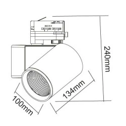 Σποτ ράγας LED LISOR 40W 230V AC ενδιάμεσο φως 4000k δέσμης 38° 4200lm 4 καλωδίων 30000h