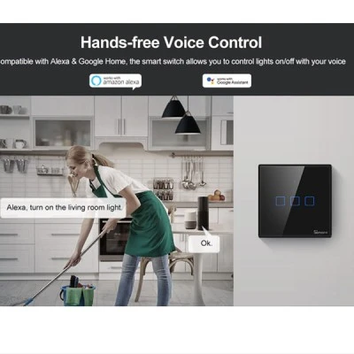 Μαύρος μονός διακόπτης SONOFF T3EU1C-TX-EU-R2 Wi-Fi Smart Wall Touch Button Switch