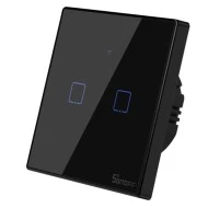 Διπλός διακόπτης SONOFF T3EU2C-TX-EU-R2 με Wi-Fi Smart Wall Touch Button Switch σε μαύρο χρώμα