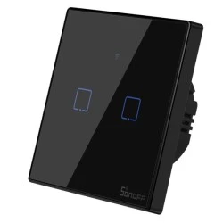 Διπλός διακόπτης SONOFF T3EU2C-TX-EU-R2 με Wi-Fi Smart Wall Touch Button Switch σε μαύρο χρώμα