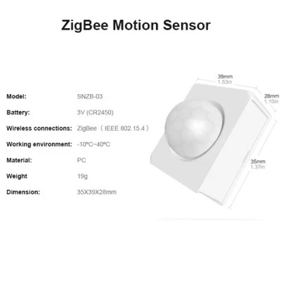 Αισθητήρας κίνησης smart SONOFF SNZB-03-R3 Zigbee Wireless Motion Sensor 6m/110° Detection
