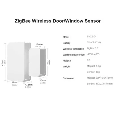Smart αισθητήρας πόρτας και παραθύρου SONOFF SNZB-04-R3 Zigbee Wireless Door/Window Security Sensor