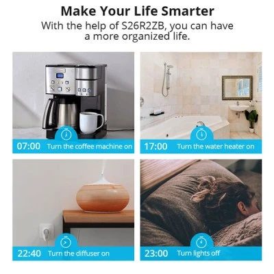 Έξυπνη πρίζα σούκο SONOFF S26R2ZBTPF-DE - Zigbee Wi-Fi Smart Plug Schuko EU - Smart Plug