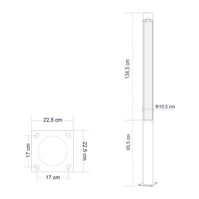LED φωτιστικό πάρκου - πλατείας - κήπου 40W φυσικό λευκό φως 4000K 5440lm 60° AC100-240VAC IP67 Φ15.5cm x Ύψος 2m