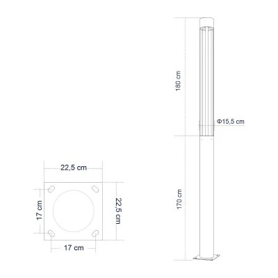 LED φωτιστικό πάρκου - πλατείας - κήπου 40W φυσικό λευκό φως 4000K 5440lm 60° AC100-240VAC IP67 Φ15.5cm x Ύψος 3,5m