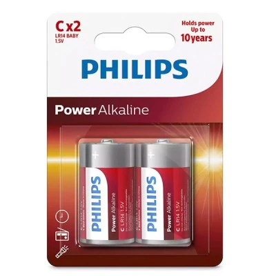 Αλκαλικές μπαταρίες PHILIPS Power LR14P2B/05 Baby C LR14 1.5V σε συσκευασία 2τμχ