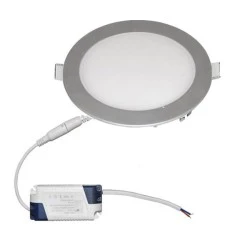 Led panel χωνευτό ασημί στρογγυλό 12W 230V 3000k θερμό λευκό φως 850lm με τροφοδοτικό