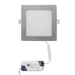 Led panel χωνευτό ασημί τετράγωνο 12W 230V 6300k ψυχρό λευκό φως 850lm με τροφοδοτικό