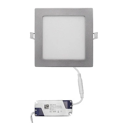 Led panel χωνευτό ασημί τετράγωνο 12W 230V 6300k ψυχρό λευκό φως 850lm με τροφοδοτικό