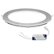 Led panel χωνευτό ασημί στρογγυλό ισχύος 25W 230V 6300k ψυχρό λευκό φως 1800lm με τροφοδοτικό