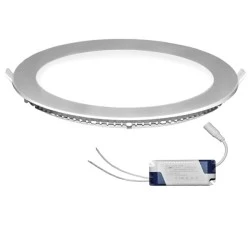 Led panel χωνευτό ασημί στρογγυλό 25W 230V 3000k θερμό λευκό φως 1800lm με τροφοδοτικό