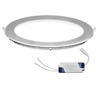 Led panel χωνευτό ασημί στρογγυλό 25W 230V 3000k θερμό λευκό φως 1800lm με τροφοδοτικό