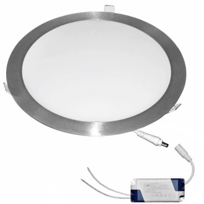 Led panel σατινέ χρώμα χωνευτό στρογγυλό 25W 230V 3000k θερμό λευκό φως 1800lm με τροφοδοτικό
