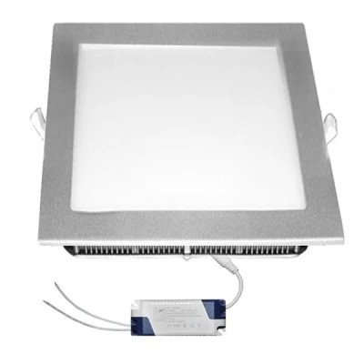 Led panel χωνευτό ασημί τετράγωνο 24W 230V 3000k θερμό λευκό φως 1800lm με τροφοδοτικό