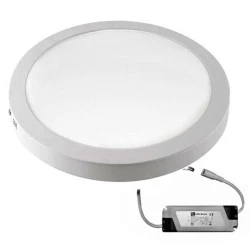 Led panel επίτοιχο στρογγυλό 24W 230V 3000k θερμό λευκό φως 1800lm λευκό χρώμα με τροφοδοτικό